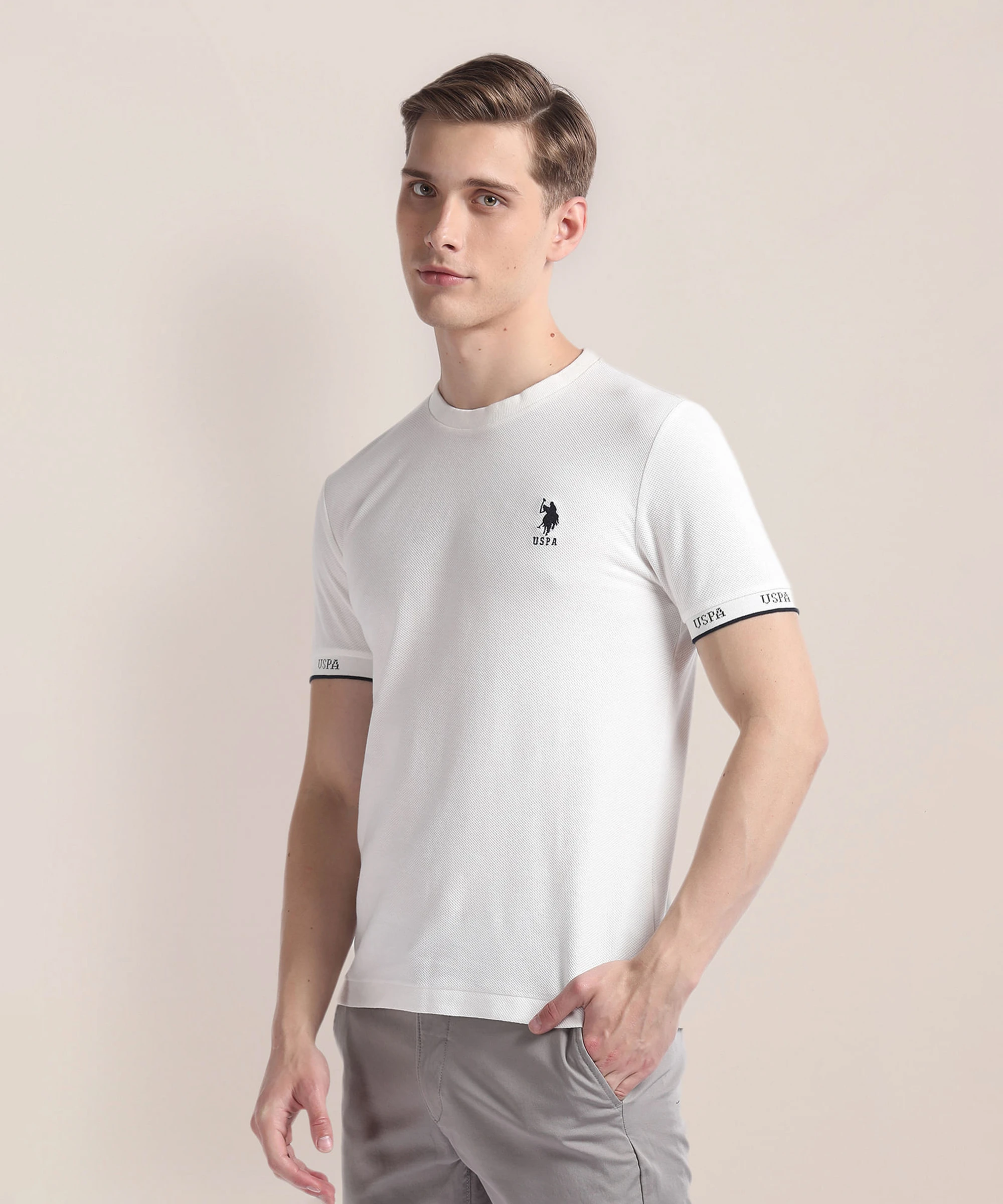 Men Striped Polo Neck - Image 3